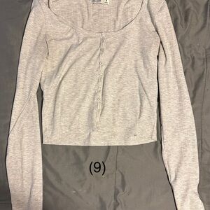 Hollister Cream Long Sleeve Fitted Bodysuit
